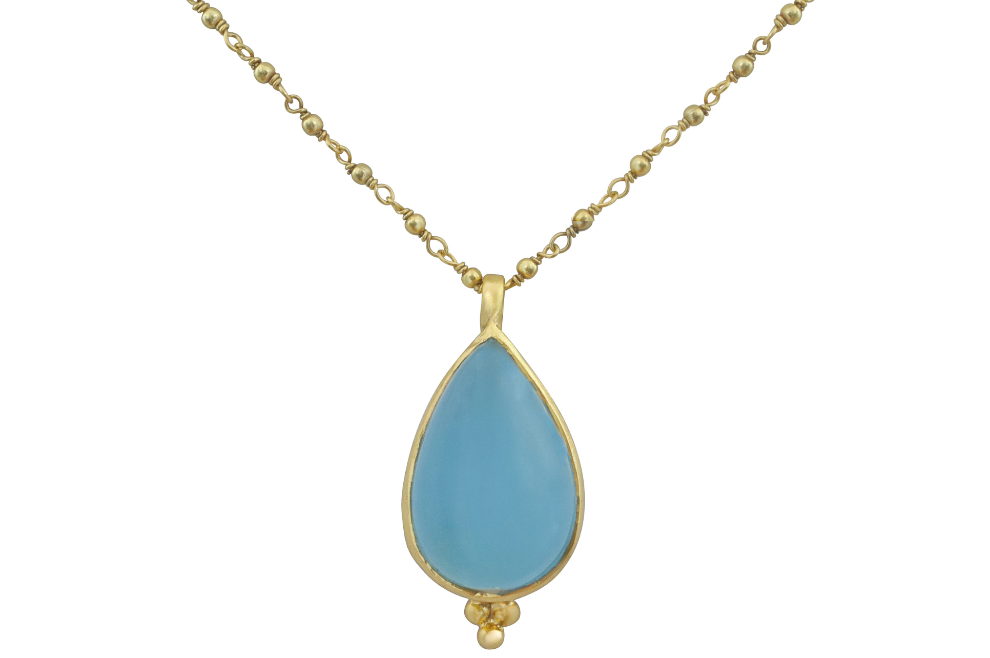 Sikar Pear Shaped Aquamarine Pendant Necklace