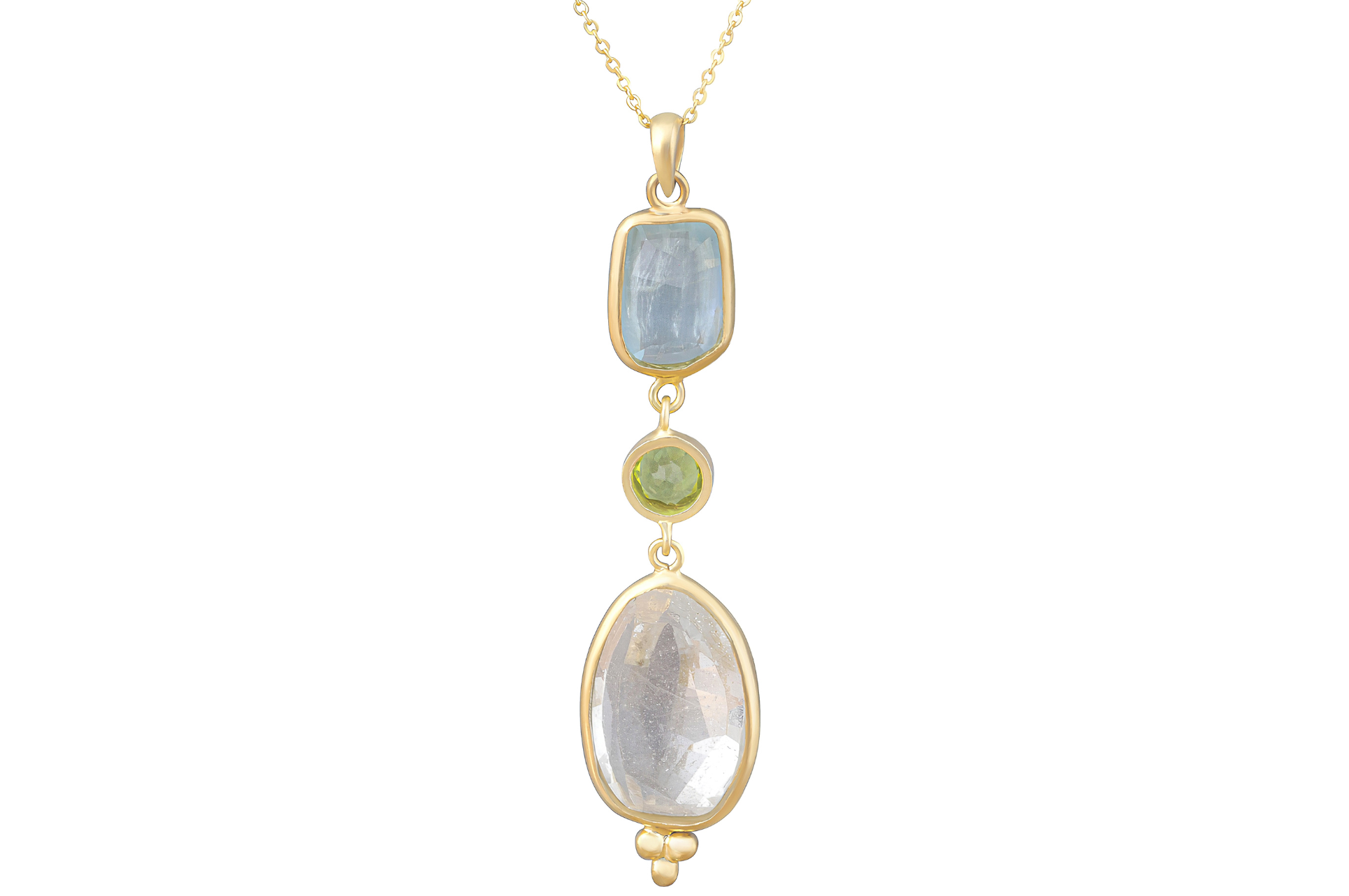 Aquamarine & Peridot Pendant Necklace