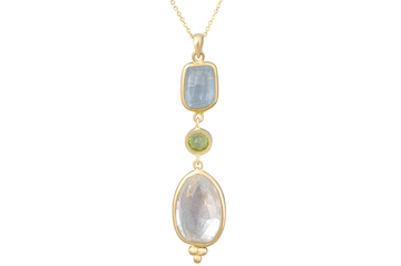 Aquamarine & Peridot Pendant Necklace