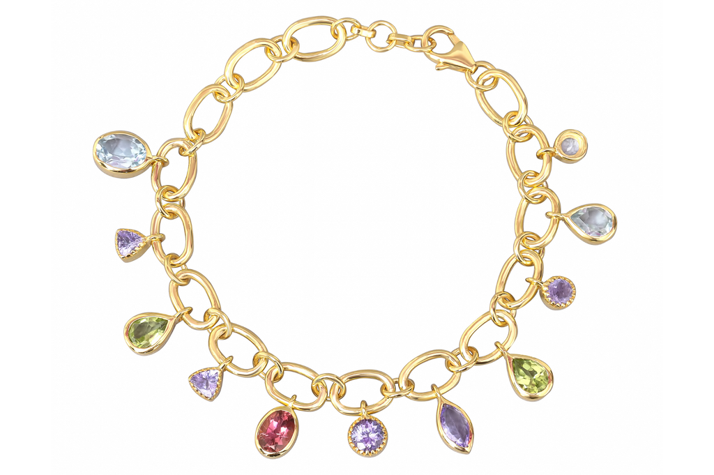 Ava Chain & Gemstone Charm Bracelet