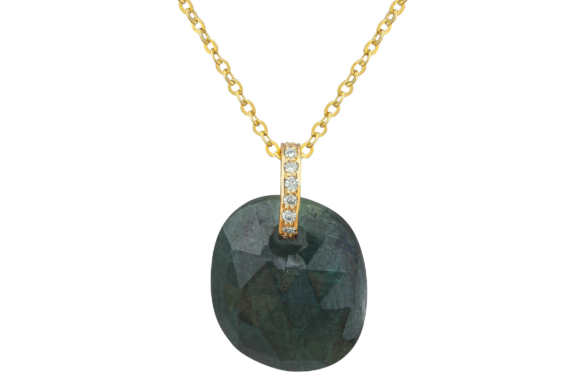 Fine Gold Bahia Green Tourmaline & Diamond Pendant Necklace