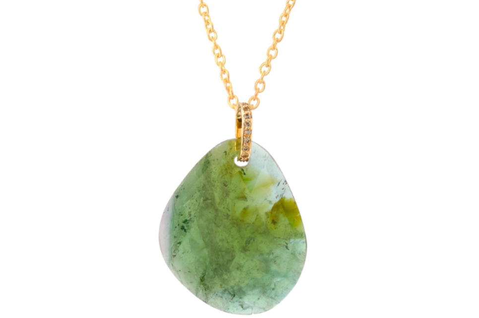 SILVER & GOLD PLATE EMERALD GREEN CRYSTAL NECKLACE – Sneezums