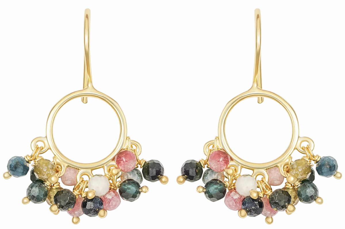 Cora Tourmaline Circle Earrings