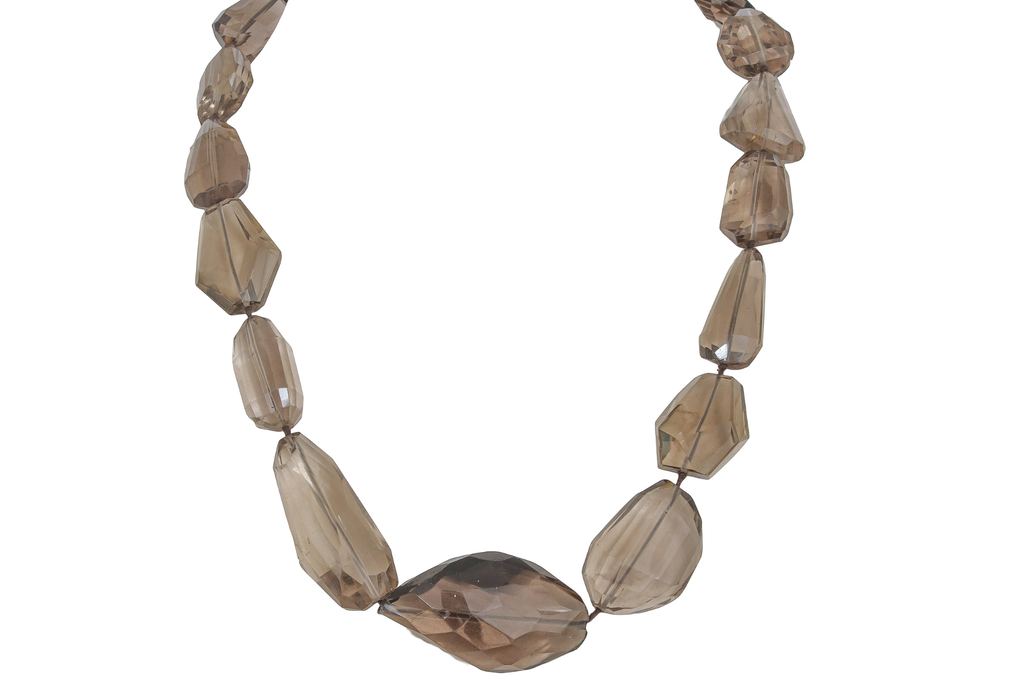 Darker Smoky Quartz Long Knotted Necklace