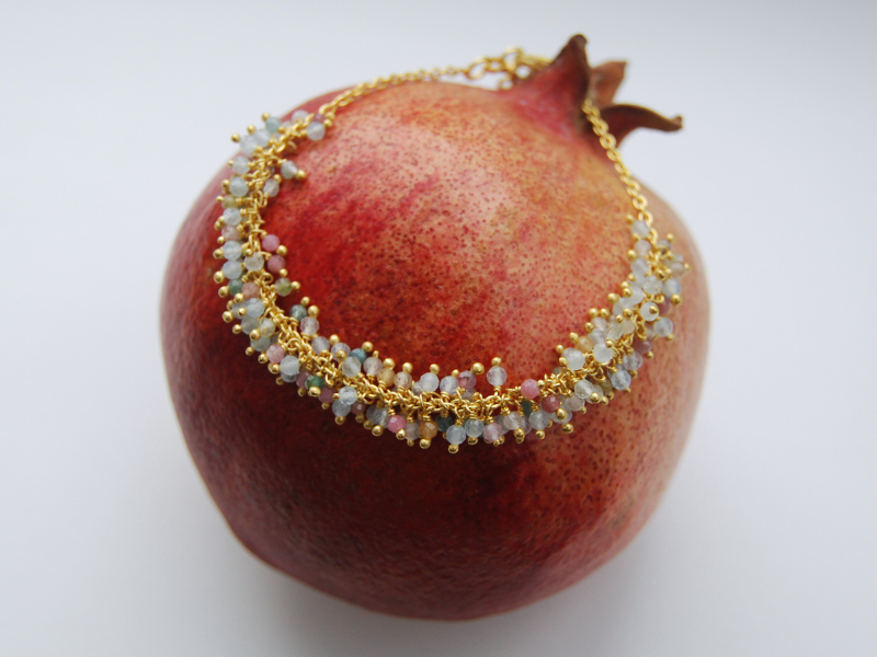 Charlotte Aquamarine & Tourmaline Bead Bracelet