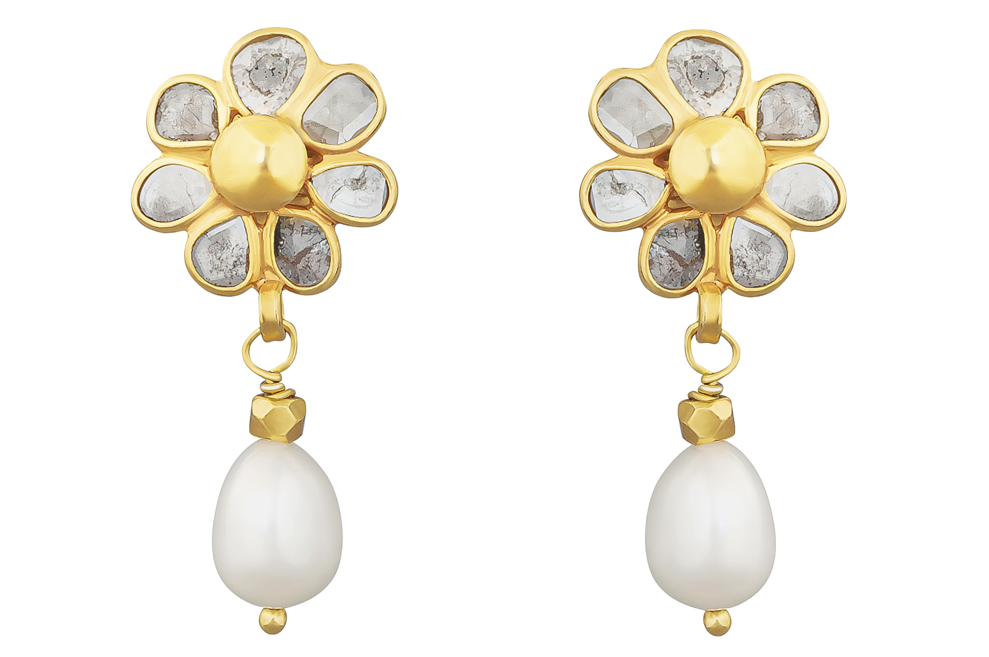 Blossom Pearl & Diamond Drop Earrings