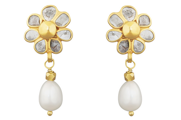 Blossom Pearl & Diamond Drop Earrings