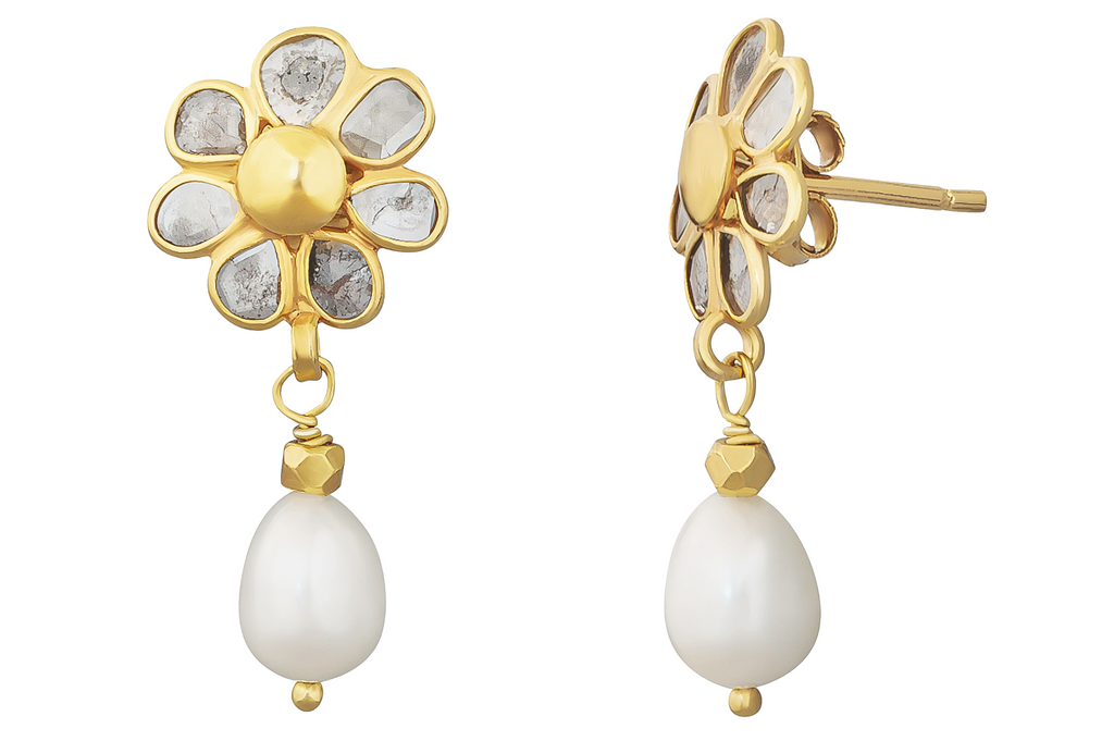 Blossom Pearl & Diamond Drop Earrings