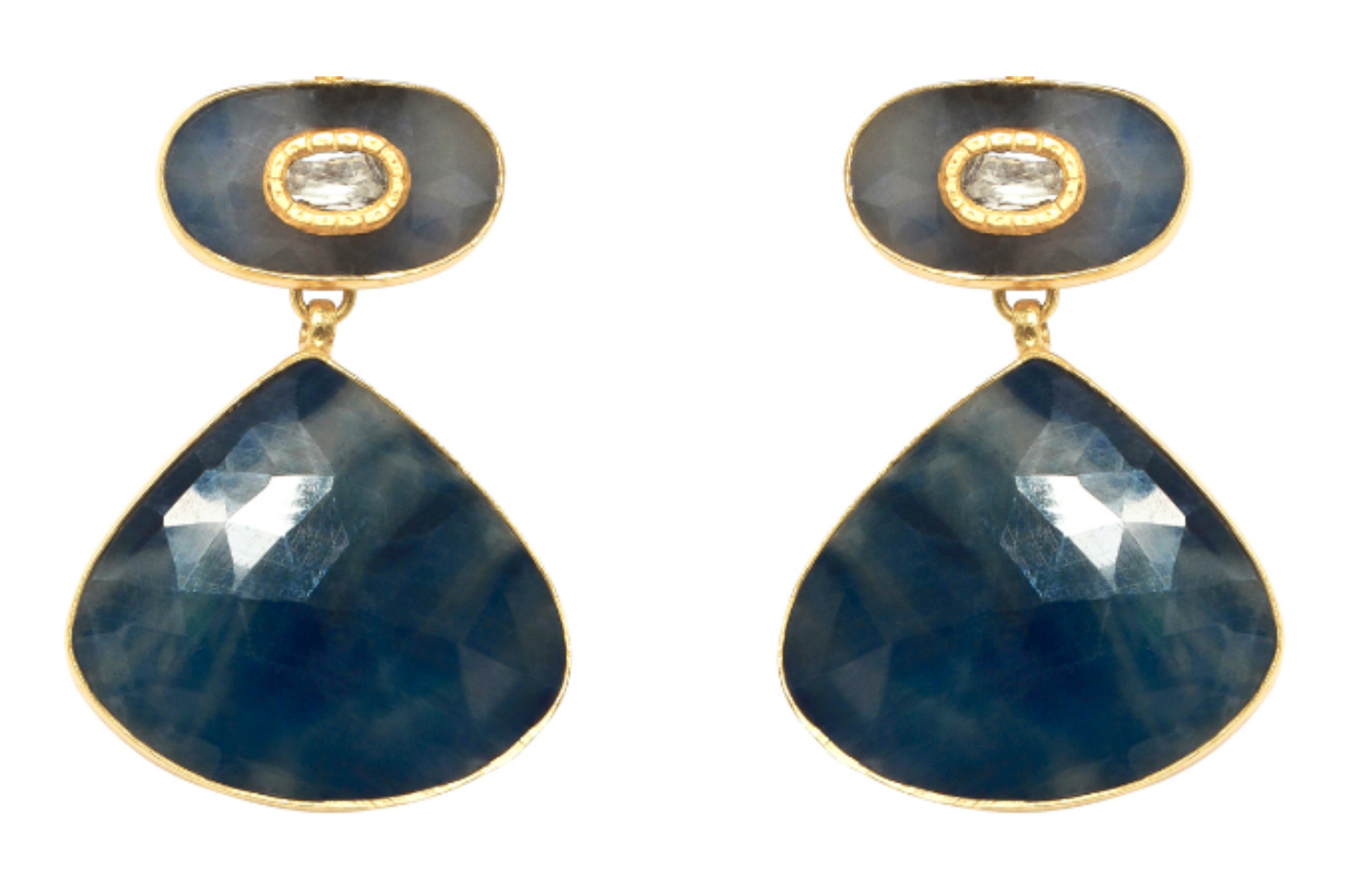 Sapphire & Diamond Double Drop Jadau Earrings