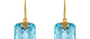 Fine Gold Blue Topaz Checker Cut Earrings