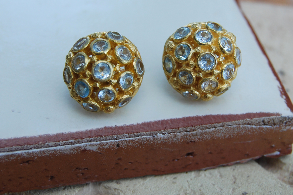 Cupola Blue Topaz Stud Earrings