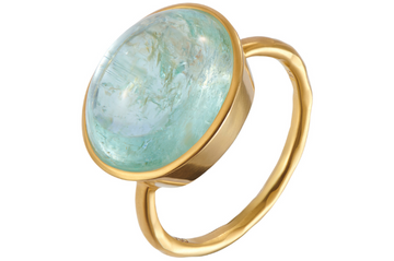 Bonbon Blue Oval Tourmaline Cabochon Ring