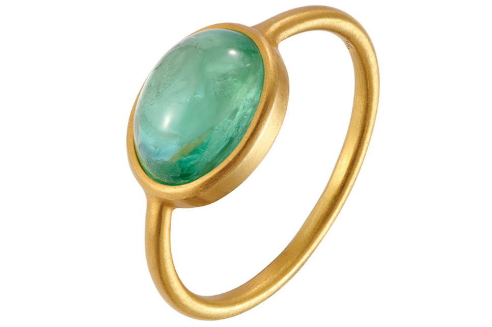 Bonbon Green Tourmaline Cabochon Ring