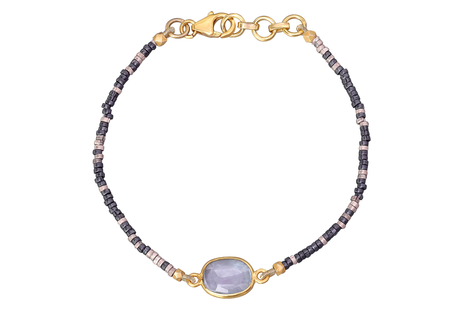 Blue Topaz & Oxidised Bead Bracelet