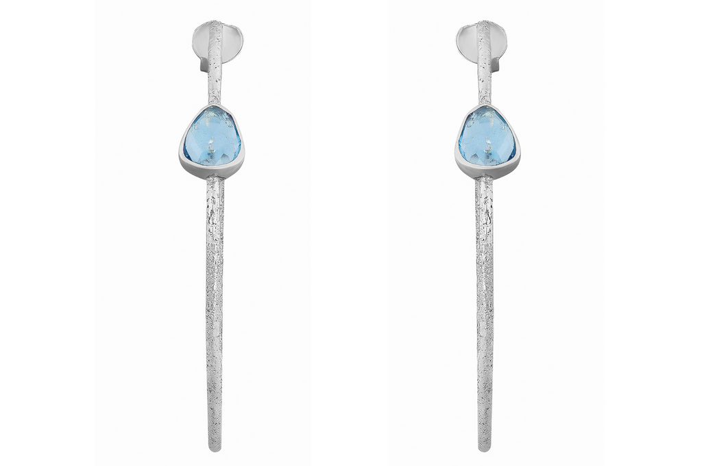 Scarlet Silver & Blue Topaz Hoop Earrings