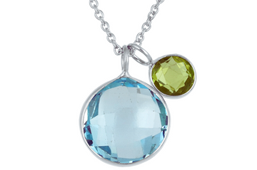 Polka Dot Blue Topaz & Peridot Silver Necklace