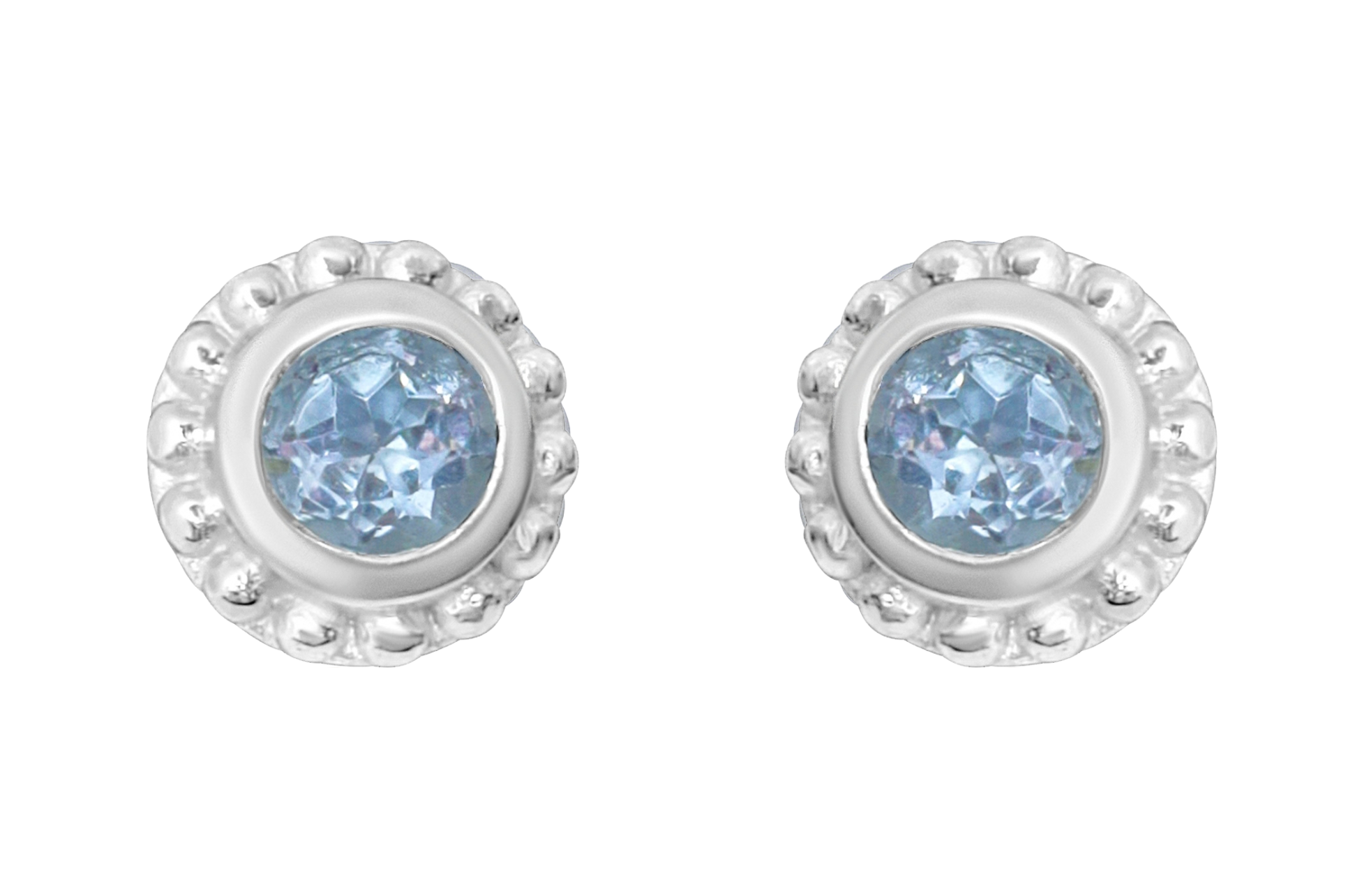 Sunbeam Silver Blue Topaz Stud Earrings