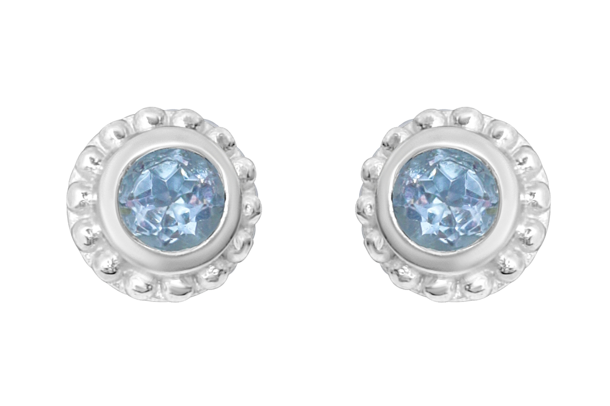 Sunbeam Silver Blue Topaz Stud Earrings