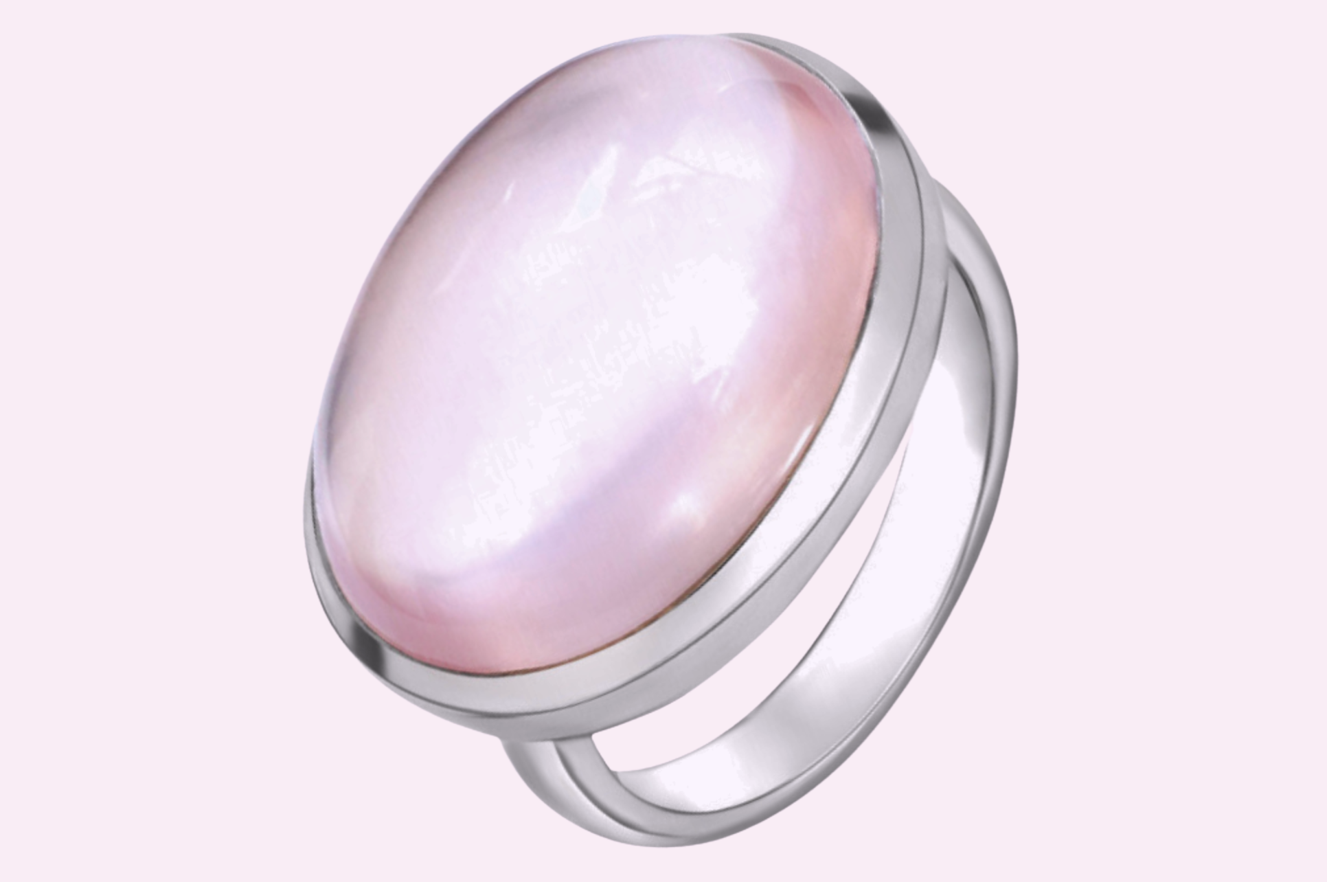 Rose Quartz Cabochon Sterling Silver Ring