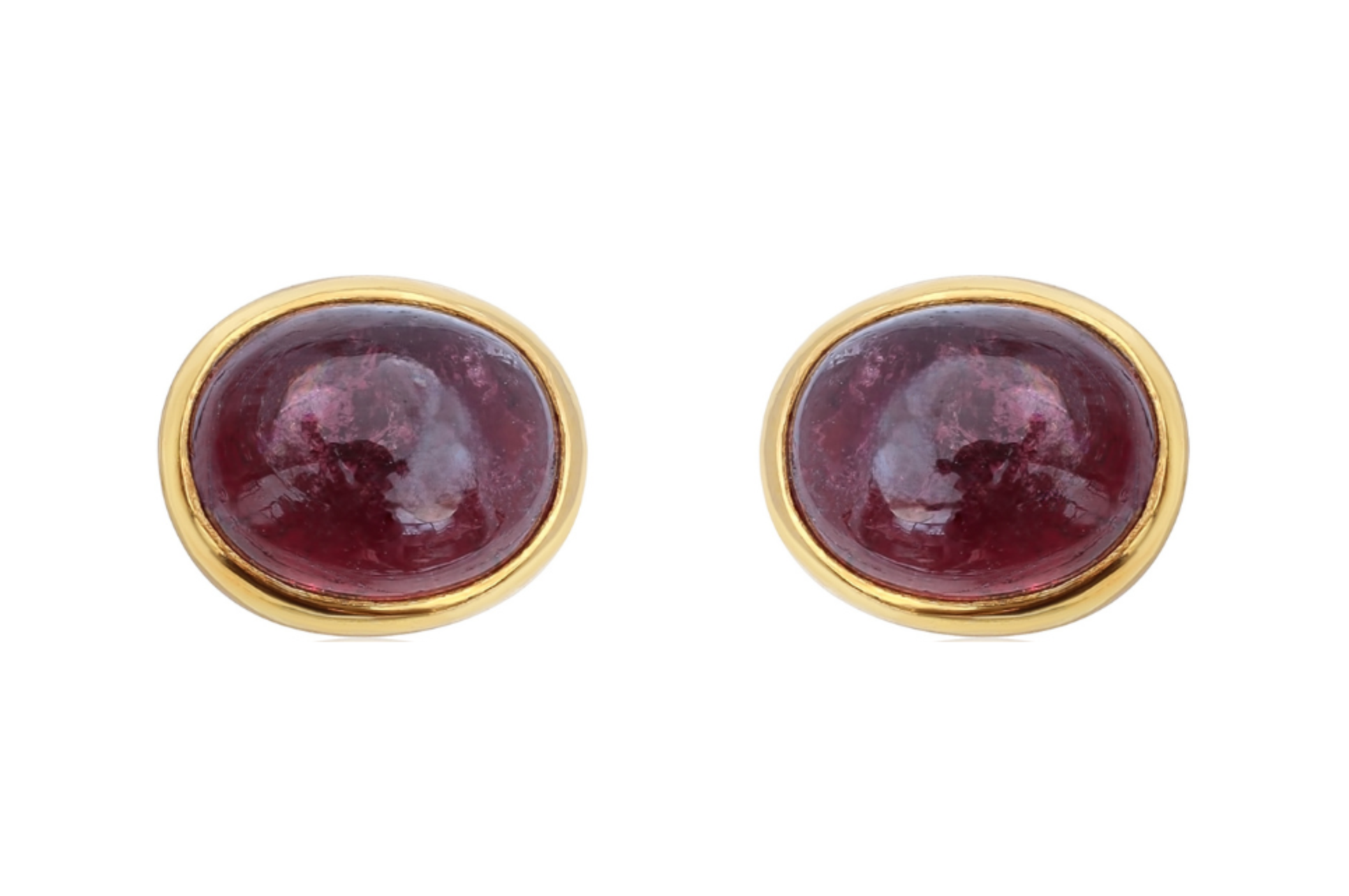 Pink Tourmaline Oval Stud Earrings