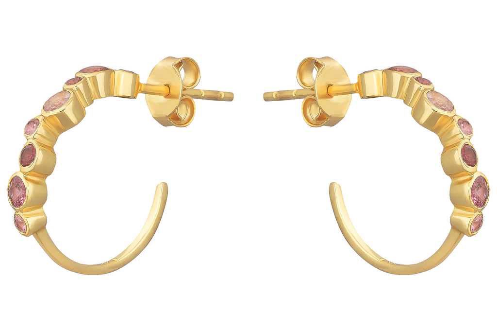 Capri Pink Tourmaline Hoop Earrings