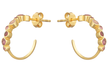 Capri Pink Tourmaline Hoop Earrings