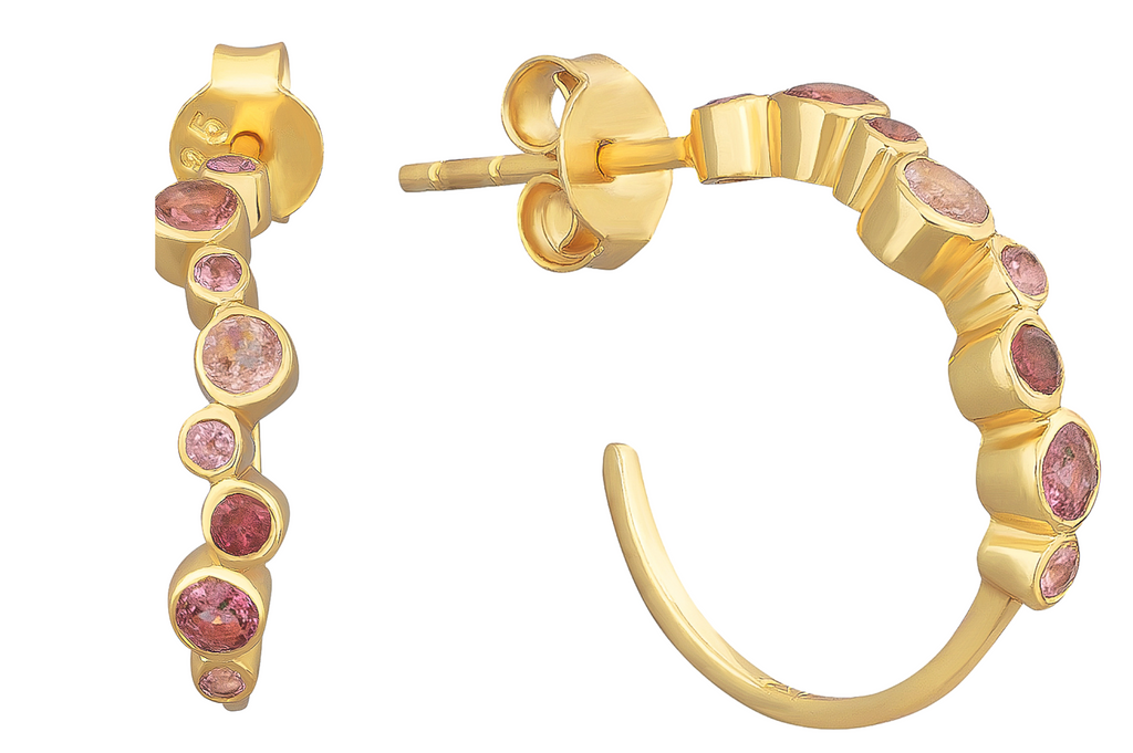 Capri Pink Tourmaline Hoop Earrings