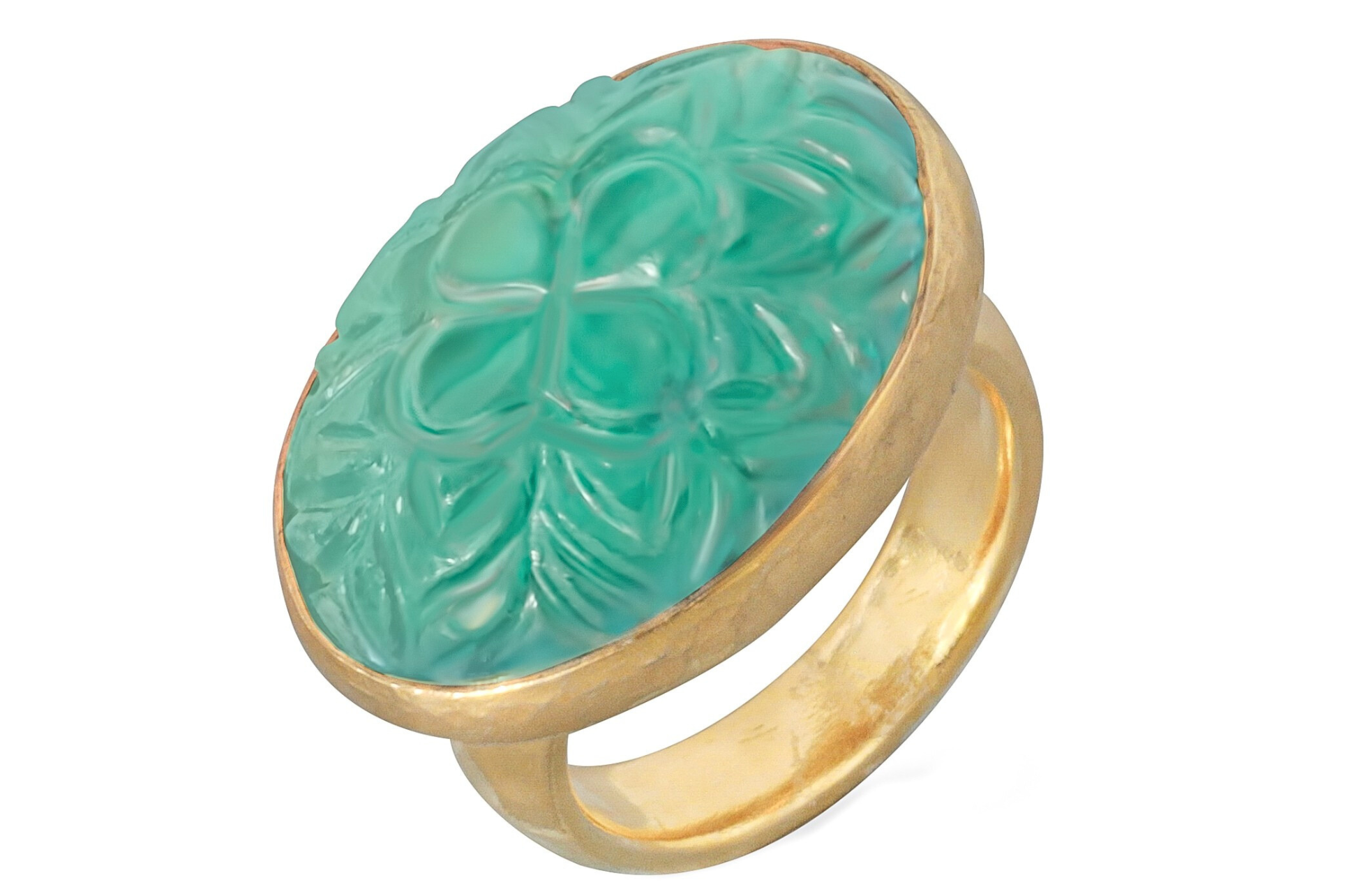 Carved Fluorite Gemstone Ring