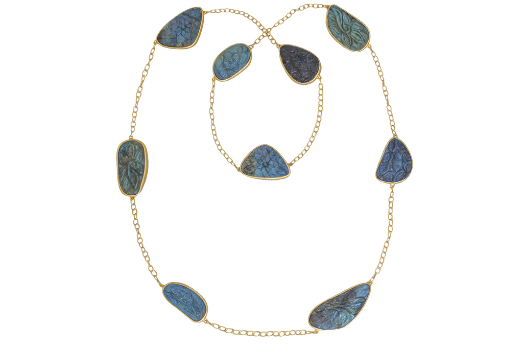 Agra Carved Labradorite Long Necklace
