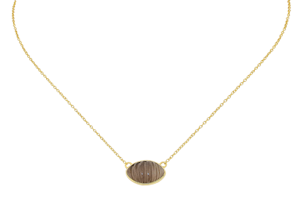Syrie Smoky Quartz Carved Necklace