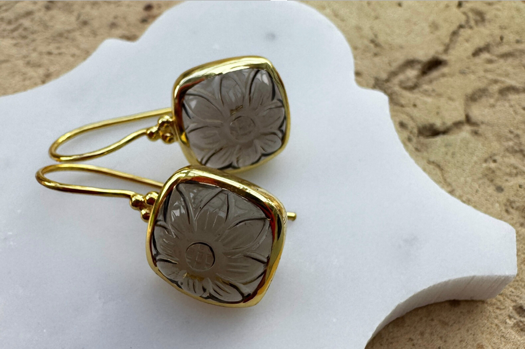 Anais Carved Smoky Quartz Earrings