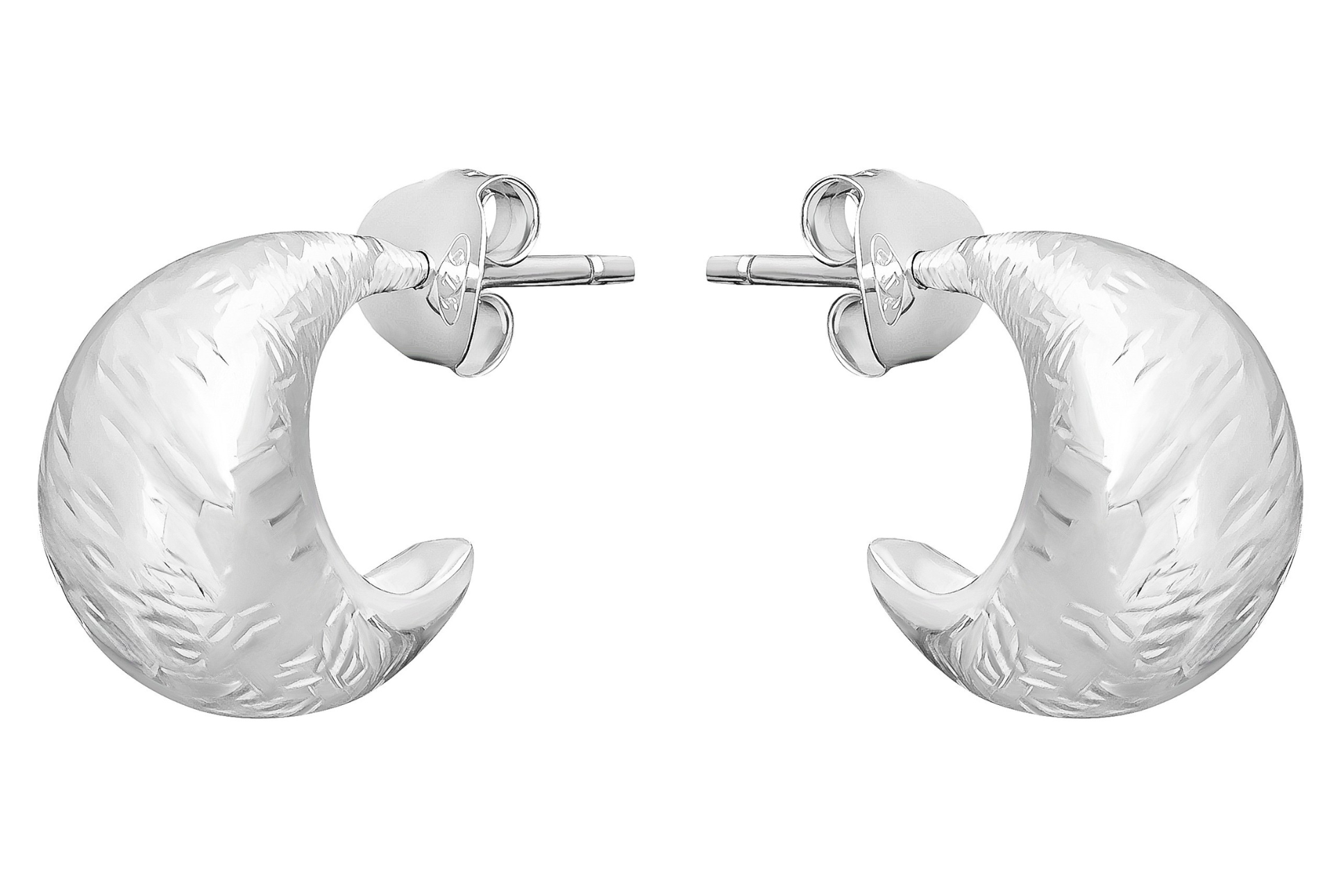 Cashew Silver Textured Hoops