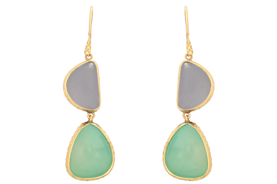 Chalcedony And Chysoprase Double Drops