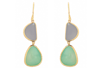 Chalcedony And Chysoprase Double Drops