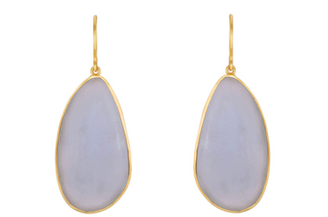 Chalcedony Pebble Single Drop Earrings