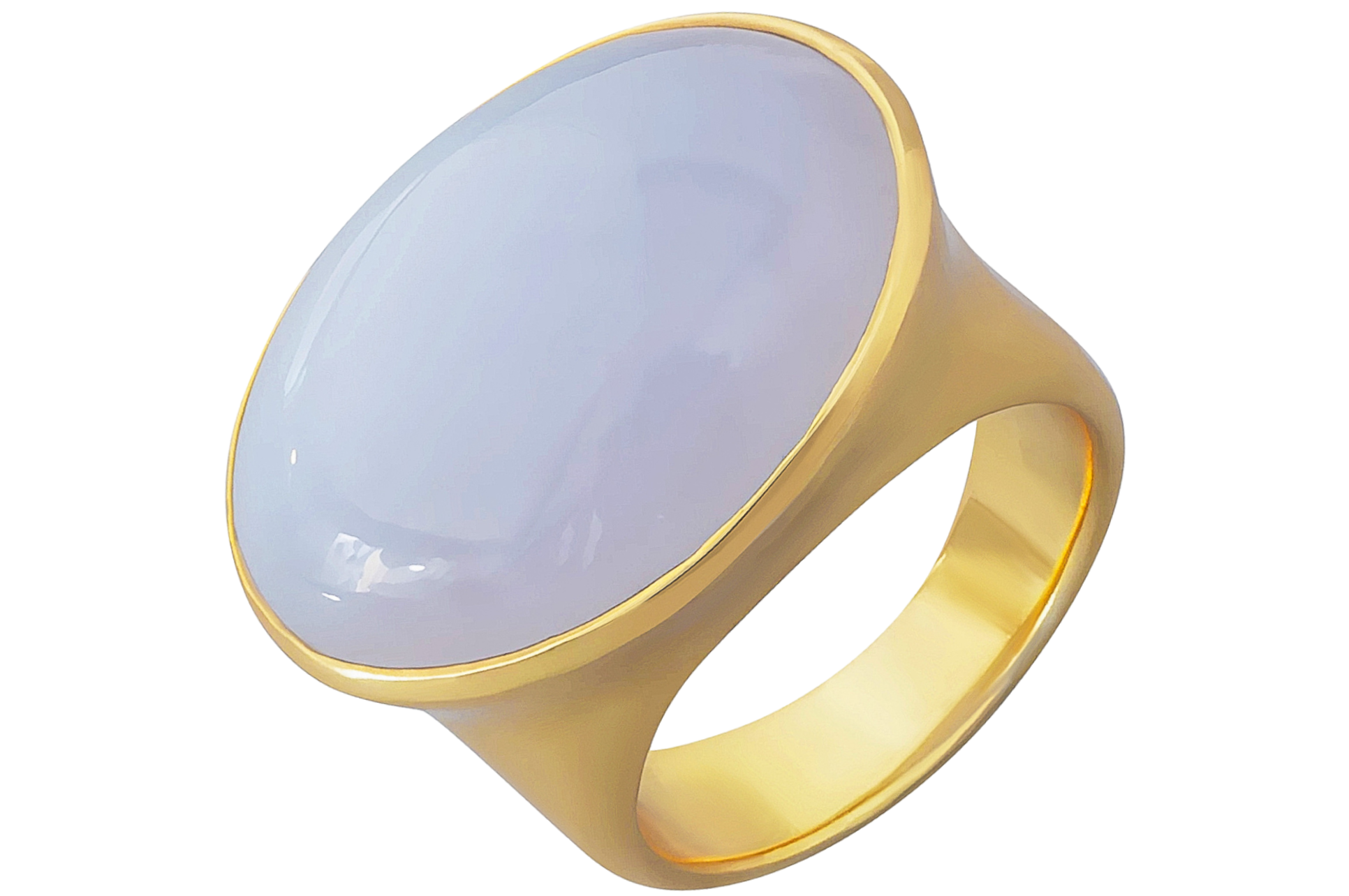 Oval Blue Chalcedony Gemstone Ring