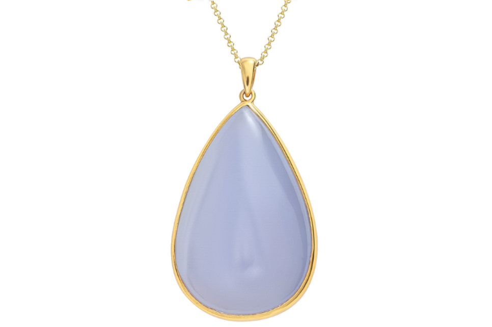 Chalcedony Pear Shaped Pebble Pendant Necklace