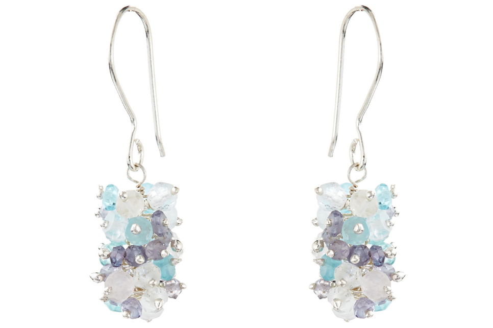 Charlotte Aquamarine Silver Bead Earrings
