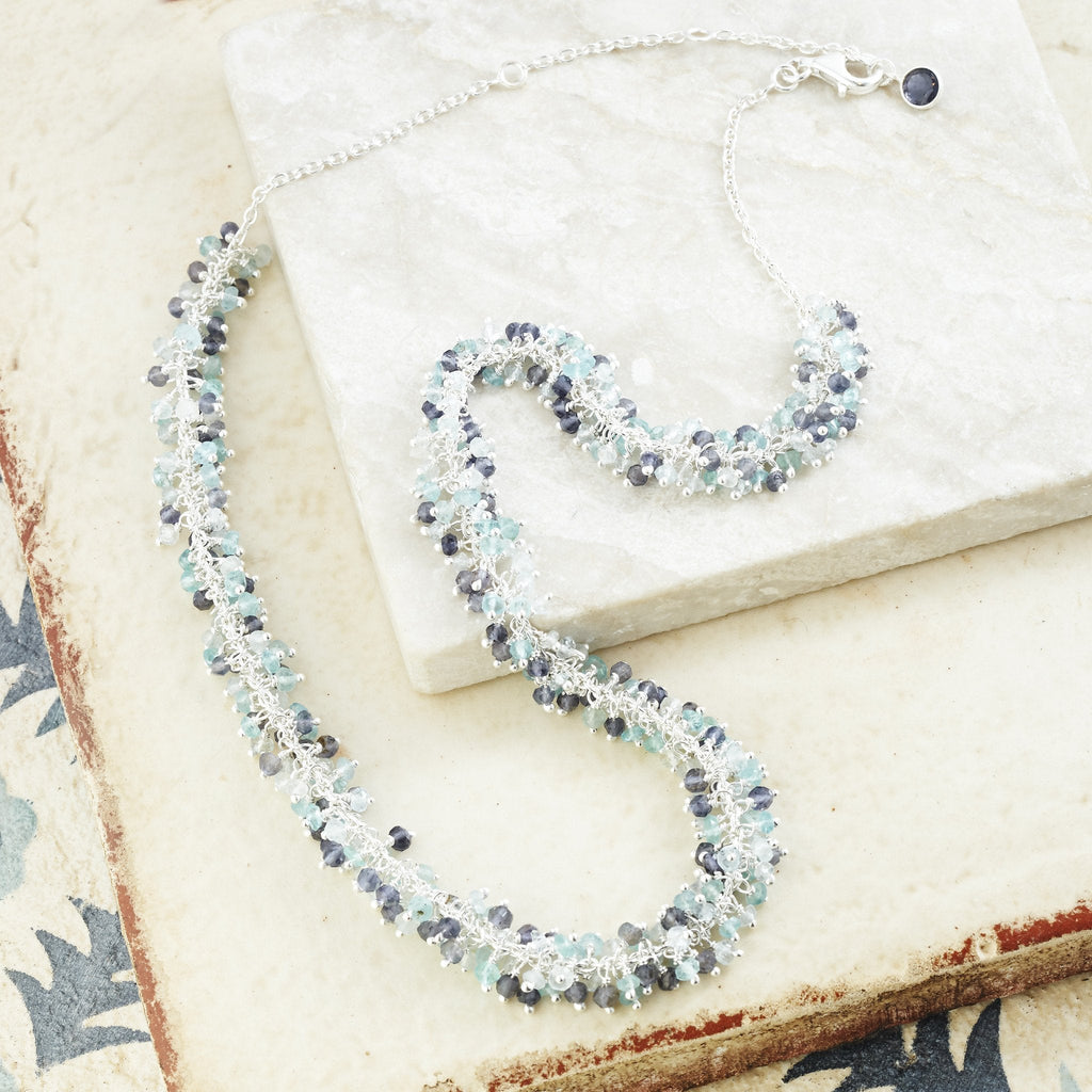 Charlotte Aquamarine, Iolite & Apatite Silver Necklace