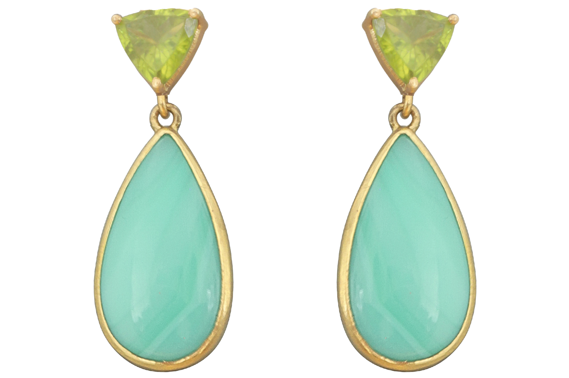 Chrysoprase And Peridot Gemstone Drop Earrings