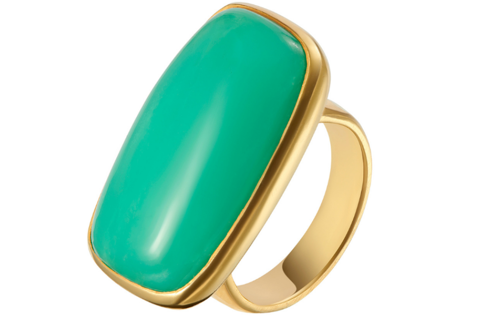 Pebble Chrysoprase Oblong Ring