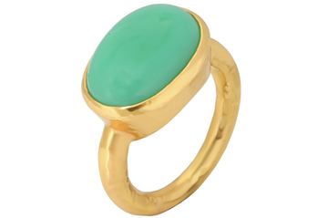 Chrysoprase Cabochon Oval Ring