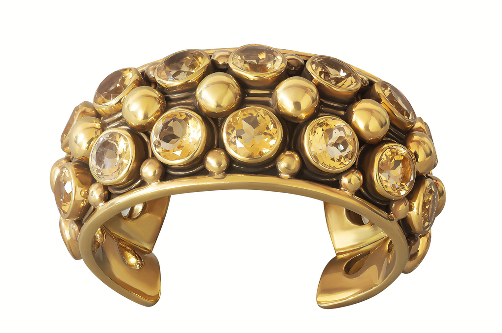Citrine Oval Gemstone Cuff Bracelet