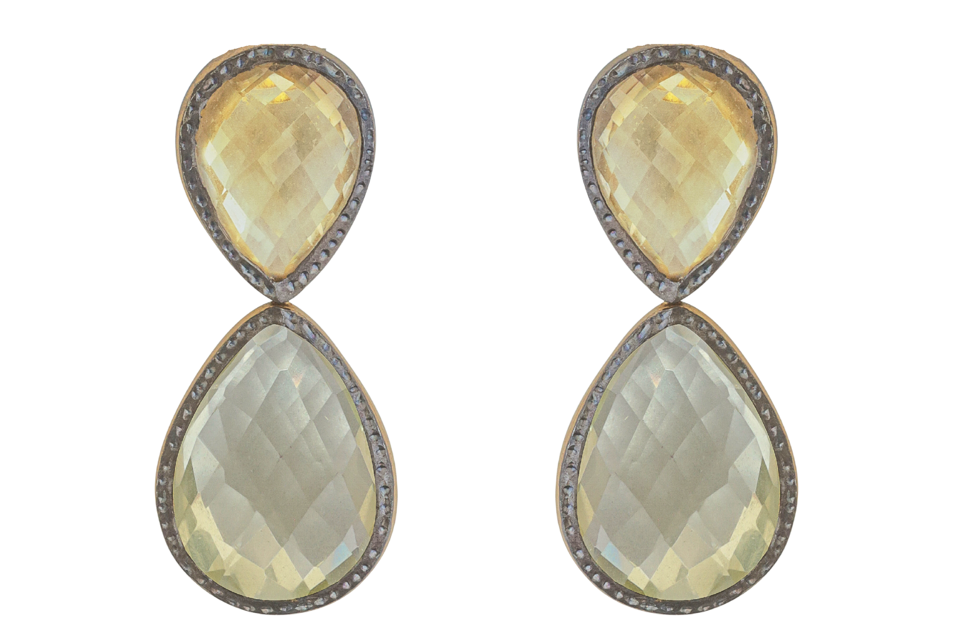 Citrine & Lemon Quartz Double Drop Earrings