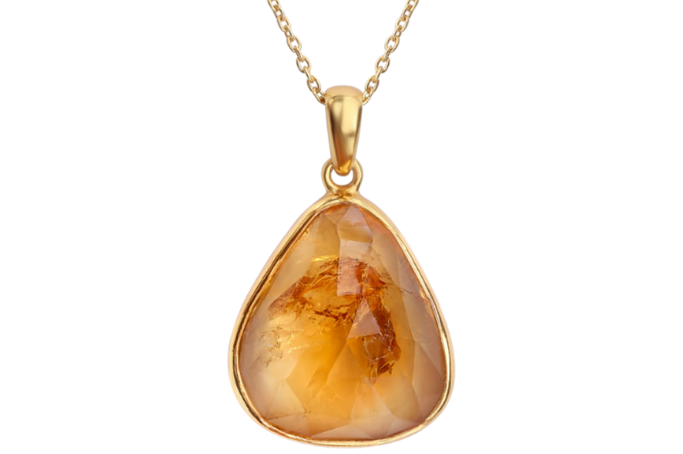 Citrine Pebble Pendant Necklace