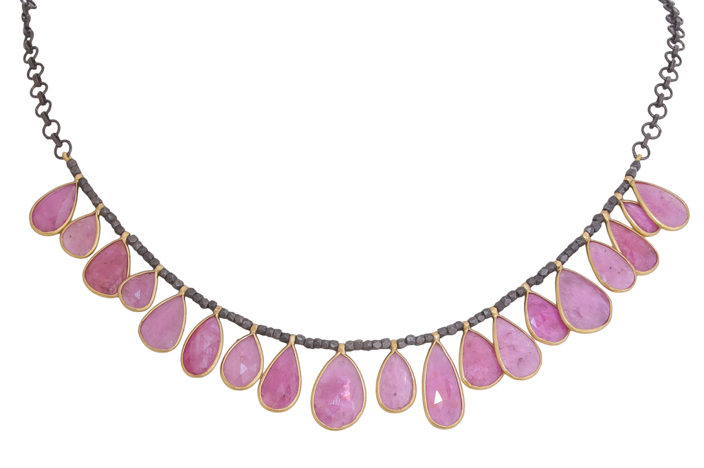 Clara Ruby & Oxidised Silver Pendant Necklace