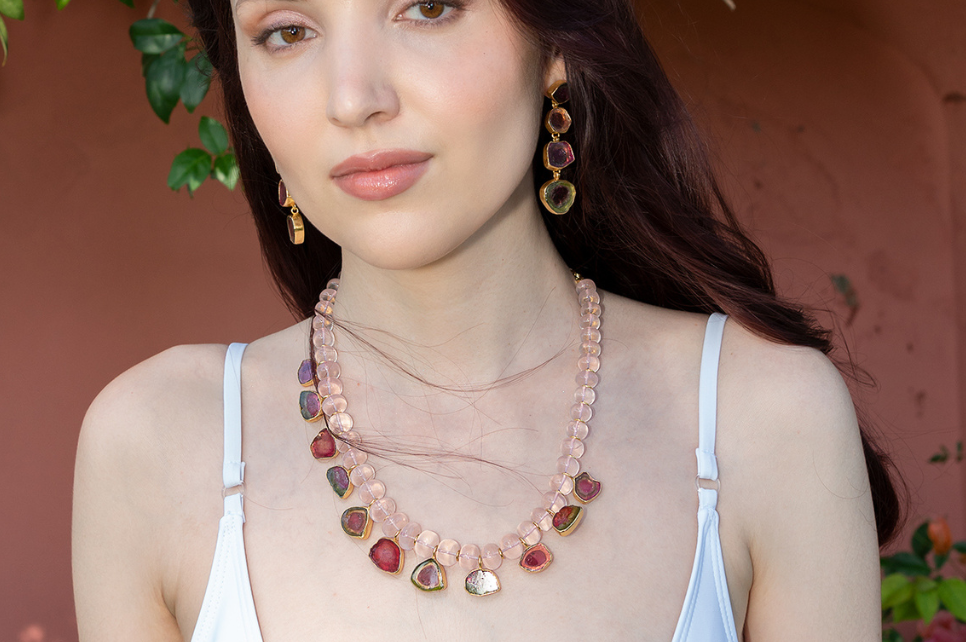 Clara Rose Quartz & Watermelon Tourmaline Necklace