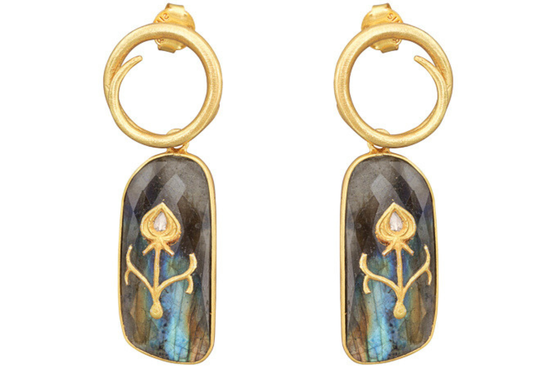 Coco Labradorite & Diamond Jadau Earring