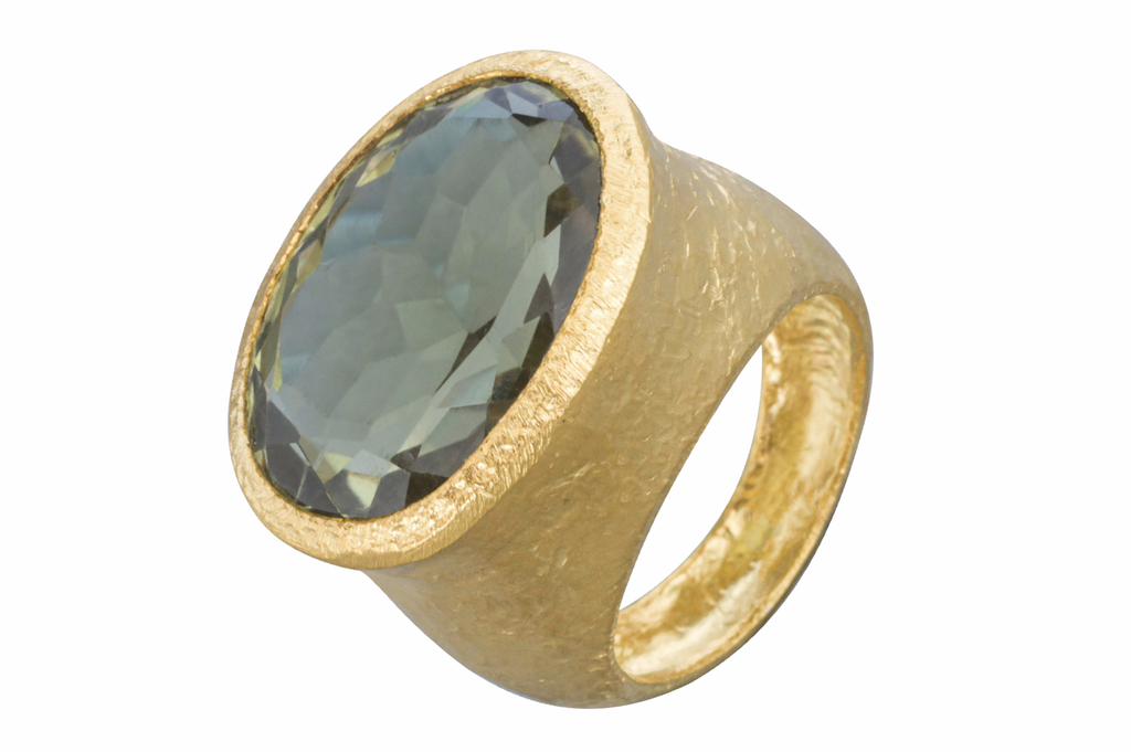 Raised Cognac Quartz Gemstone Rings