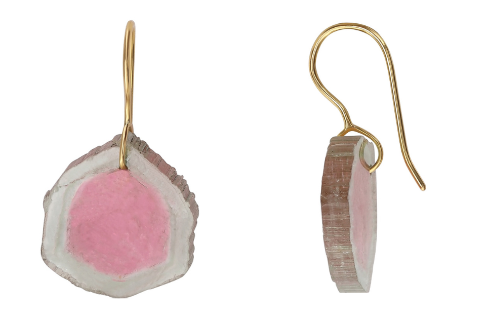 Fine Gold Watermelon Tourmaline Earrings